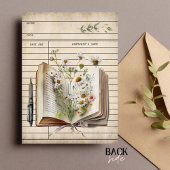 ヴィンテージの図書カードの花柄 ブック ブライズシャワー 招待状