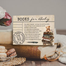 ヴィンテージの図書館のカードの花柄の本　ベイビーカード