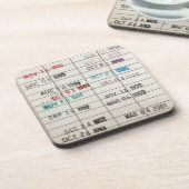 ヴィンテージの図書館の支払期日カード コースター (左側)