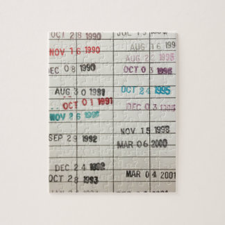 ヴィンテージの図書館の支払期日カード ジグソーパズル