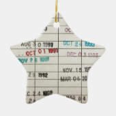 ヴィンテージの図書館の支払期日カード セラミックオーナメント (正面)