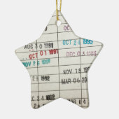 ヴィンテージの図書館の支払期日カード セラミックオーナメント (左)