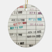 ヴィンテージの図書館の支払期日カード セラミックオーナメント (左)