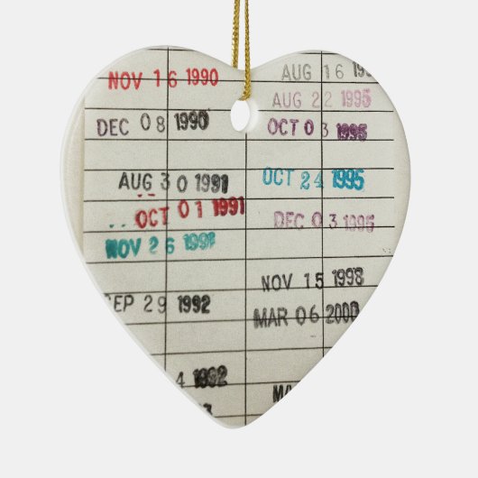 ヴィンテージの図書館の支払期日カード セラミックオーナメント (右)