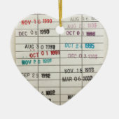 ヴィンテージの図書館の支払期日カード セラミックオーナメント (正面)