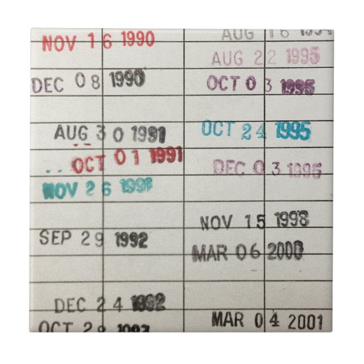 ヴィンテージの図書館の支払期日カード タイル (正面)