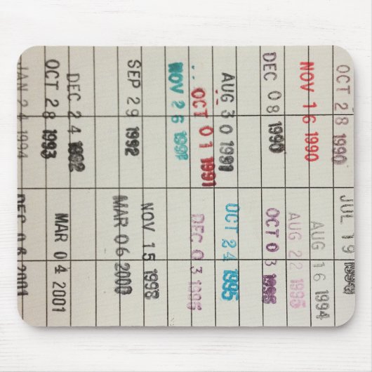ヴィンテージの図書館の支払期日カード マウスパッド (正面)