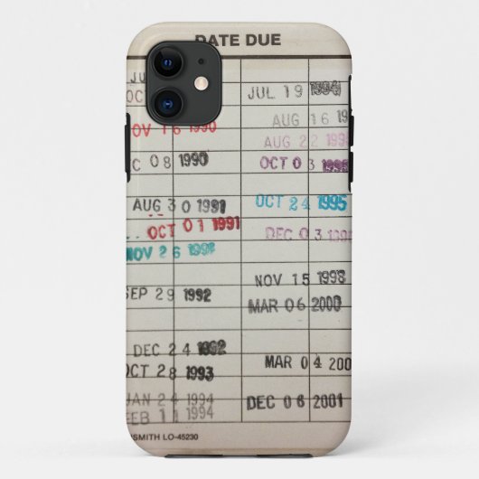 ヴィンテージの図書館の支払期日カード Case-Mate iPhoneケース (裏面)