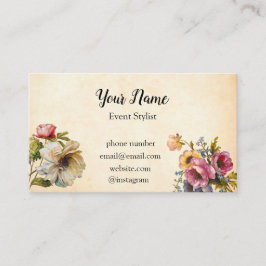 ヴィンテージの図解入りの、写真付きので多彩な花 名刺