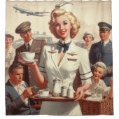 ヴィンテージの固定 シャワーカーテン (正面)