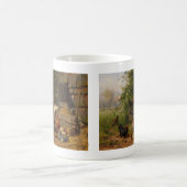 ヴィンテージの国のオンドリおよび鶏のマグ コーヒーマグカップ (中央)