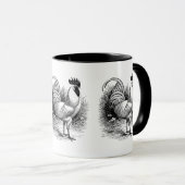 ヴィンテージの国のオンドリの白黒のマグ マグカップ (正面右)