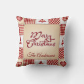 ヴィンテージの国のクリスマスのパッチワークキルトの枕 クッション (裏面)