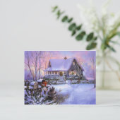 ヴィンテージの国のクリスマスの小屋 シーズンポストカード (スタンド正面)