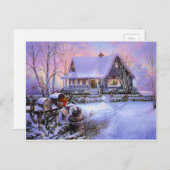 ヴィンテージの国のクリスマスの小屋 シーズンポストカード (正面/裏面)