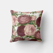 ヴィンテージの国のシックなバーガンディのピンクのバラの花 クッション (裏面)