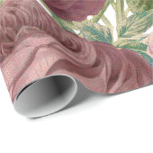 ヴィンテージの国のシックなバーガンディのピンクのバラの花 ラッピングペーパー (ロールコーナー)