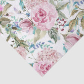 ヴィンテージの国のシックなピンクのティール（緑がかった色）のラベンダーの花柄 薄葉紙 (詳細)