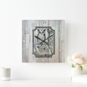 ヴィンテージの国のフクロウの愛書家の時計 スクエア壁時計 (ホーム)