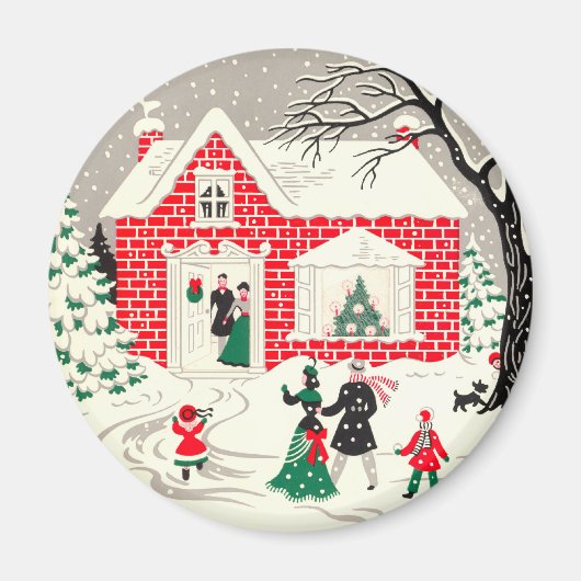 ヴィンテージの国の挨拶ラウンドマグネット マグネット (正面)