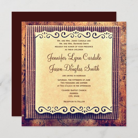 ヴィンテージの国の紙の素朴な結婚式招待状 招待状 (正面/裏面)