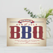 ヴィンテージの国の素朴な7月4日BBQの招待状 招待状 (スタンド正面)