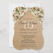 ヴィンテージの国の花柄及び金ゴールドのトリムによってリサイクルされる紙 招待状 (正面)