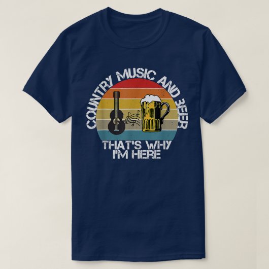 ヴィンテージの国の音楽とビール Tシャツ (デザイン正面)