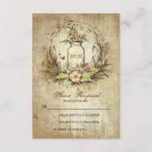 ヴィンテージの国のRSVPを結婚する素朴なメーソンジャー