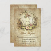 ヴィンテージの国のRSVPを結婚する素朴なメーソンジャー 出欠カード (正面/裏面)