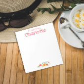 ヴィンテージの国オレンジの赤いワイルドフラワーの水色 ノートパッド