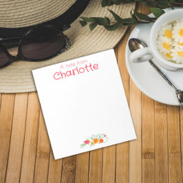 ヴィンテージの国オレンジの赤いワイルドフラワーの水色 ノートパッド