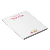 ヴィンテージの国オレンジの赤いワイルドフラワーの水色 ノートパッド (アングル)