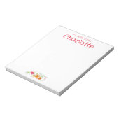 ヴィンテージの国オレンジの赤いワイルドフラワーの水色 ノートパッド (回転)