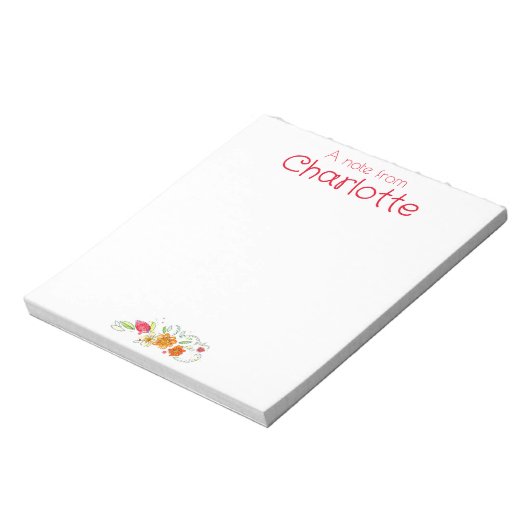 ヴィンテージの国オレンジの赤いワイルドフラワーの水色 ノートパッド (回転)