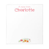 ヴィンテージの国オレンジの赤いワイルドフラワーの水色 ノートパッド (正面)