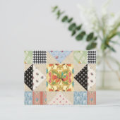 ヴィンテージの国スタイルの宵の明星のキルトパターン ポストカード (スタンド正面)