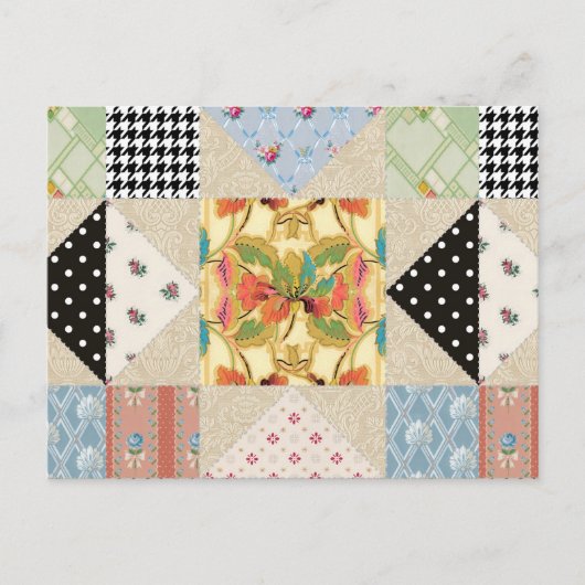 ヴィンテージの国スタイルの宵の明星のキルトパターン ポストカード (正面)