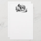 ヴィンテージの国内ろばのパーソナライズなレトロのろば 便箋 (正面/裏面)