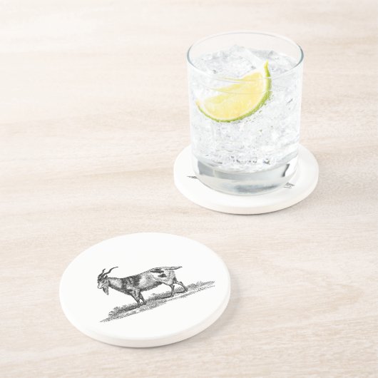 ヴィンテージの国内ヤギのイラストレーション- 1800'sヤギ コースター (側面)