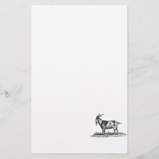 ヴィンテージの国内ヤギのイラストレーション- 1800'sヤギ 便箋 (正面)