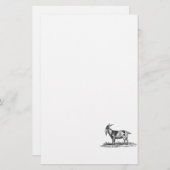 ヴィンテージの国内ヤギのイラストレーション- 1800'sヤギ 便箋 (正面/裏面)