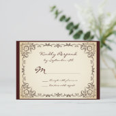 ヴィンテージの国別スクロールフレーム結婚のRSVPカード 出欠カード (スタンド正面)