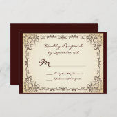 ヴィンテージの国別スクロールフレーム結婚のRSVPカード 出欠カード (正面/裏面)