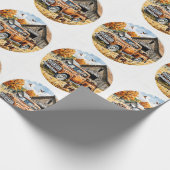 ヴィンテージの国秋の日、秋のレトロトラック、 ラッピングペーパー (角)