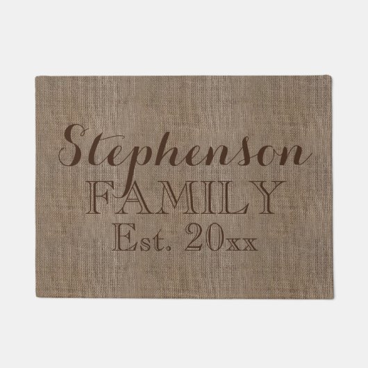 ヴィンテージの国素朴名(Burlap Name) ドアマット (正面)