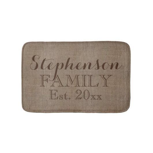 ヴィンテージの国素朴名(Burlap Name) バスマット (正面)