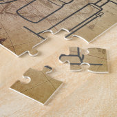 ヴィンテージの地図およびサイクリングの要素アイコン ジグソーパズル (側面)