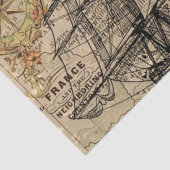 ヴィンテージの地図および船 薄葉紙 (詳細)