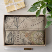 ヴィンテージの地図および船 薄葉紙 (ギフト)